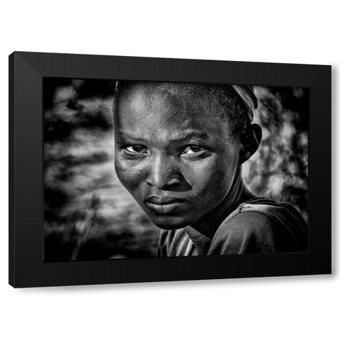 Pokot Tribe Girl-I - Kenya Black Modern Wood Framed Art Print by Inazio Kuesta, Joxe