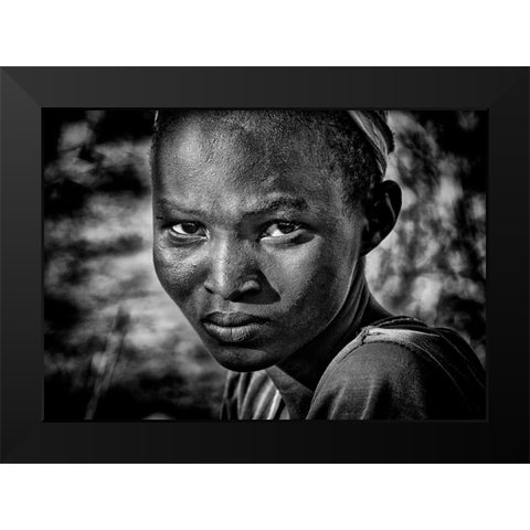 Pokot Tribe Girl-I - Kenya Black Modern Wood Framed Art Print by Inazio Kuesta, Joxe
