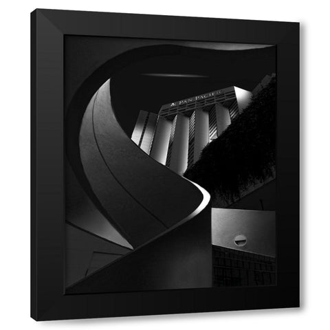Pan Pacific Nightview Black Modern Wood Framed Art Print with Double Matting by Zeng, Jiahong