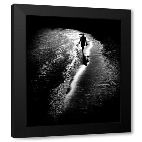 Follow The Light Black Modern Wood Framed Art Print by Momanu, Mirela