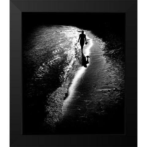 Follow The Light Black Modern Wood Framed Art Print by Momanu, Mirela