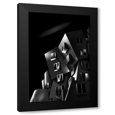 Stata Center Black Modern Wood Framed Art Print with Double Matting by Thwaits, Yun