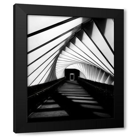 Twisted Shadows Black Modern Wood Framed Art Print by Jamal, Khalid