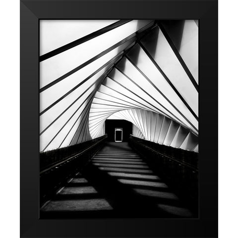 Twisted Shadows Black Modern Wood Framed Art Print by Jamal, Khalid