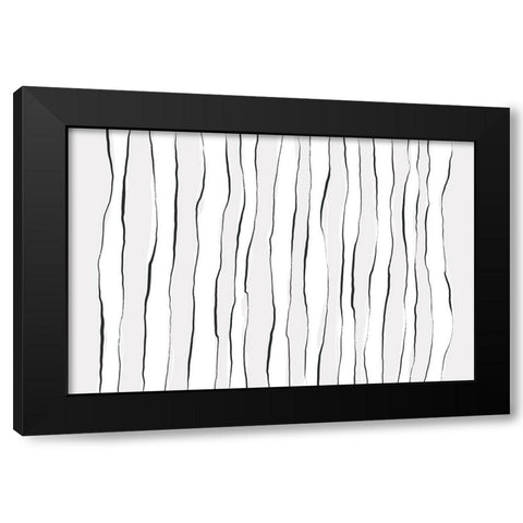 Line On Line Black Modern Wood Framed Art Print with Double Matting by Uplusmestudio