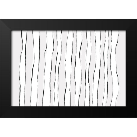 Line On Line Black Modern Wood Framed Art Print by Uplusmestudio