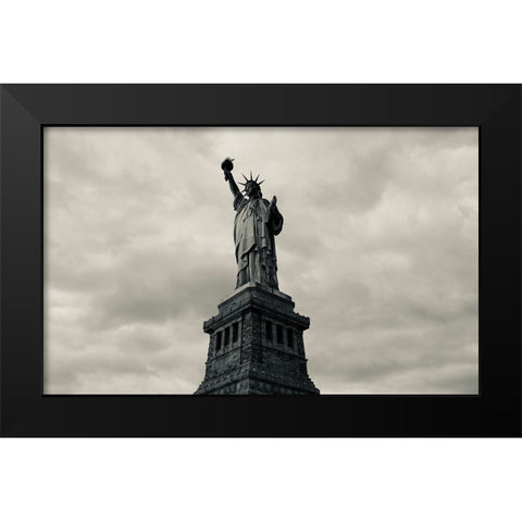 GOD BLESS AMERICA Black Modern Wood Framed Art Print by Liu, Xiaoyang