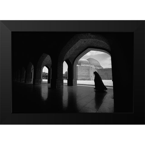 Cuma Mosque Black Modern Wood Framed Art Print by Topalismailoglu, Nevra