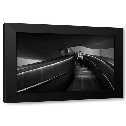 Stairs 7 Black Modern Wood Framed Art Print by Zhou, Steven