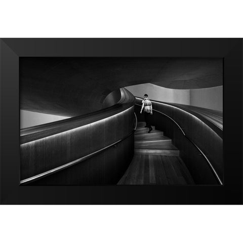 Stairs 7 Black Modern Wood Framed Art Print by Zhou, Steven