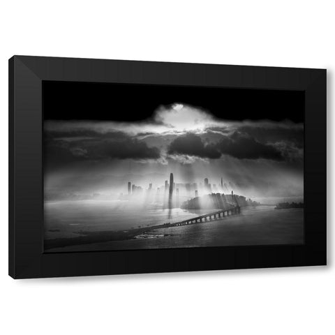 Sunbeams Over The Bridge Black Modern Wood Framed Art Print by Huang, Lily