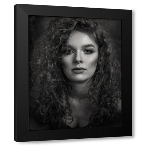 Portrait Of A Young Woman Black Modern Wood Framed Art Print with Double Matting by Mighorst, Ineke