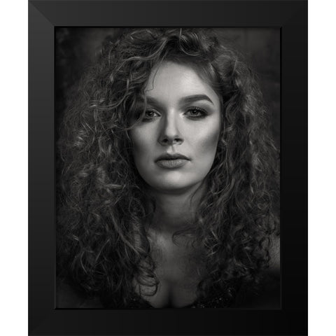Portrait Of A Young Woman Black Modern Wood Framed Art Print by Mighorst, Ineke