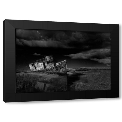 Shipwreck Black Modern Wood Framed Art Print with Double Matting by Zeng, Jiahong