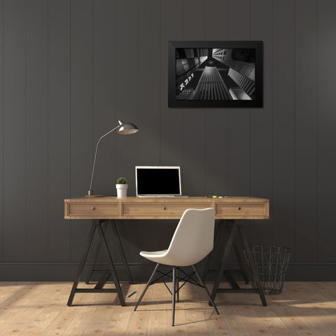 Skyscrapers-3 Black Modern Wood Framed Art Print by Zeng, Jiahong