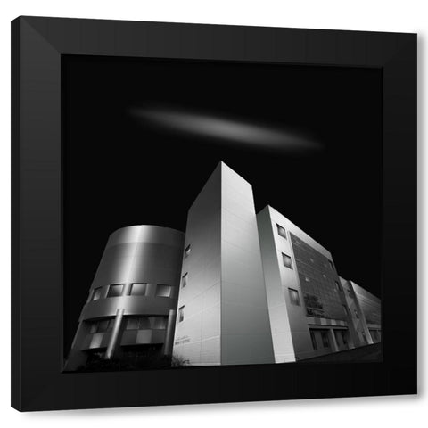 Engineering Building Black Modern Wood Framed Art Print with Double Matting by Chen, Chuan