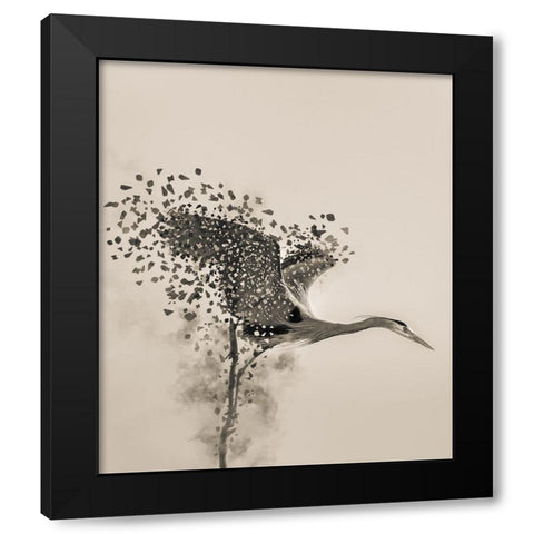 A Blue Heron Black Modern Wood Framed Art Print by Li, Yunqiang