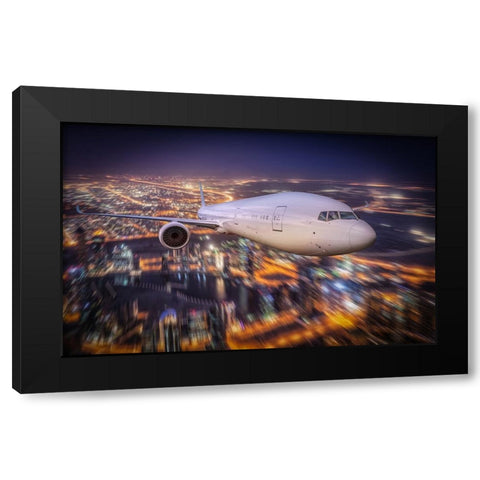 Nightflight Black Modern Wood Framed Art Print with Double Matting by Egger, Marcel