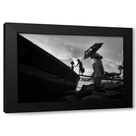 Work In Life Black Modern Wood Framed Art Print with Double Matting by Jumen Khan, Md.