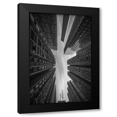 Forest City Black Modern Wood Framed Art Print by Tianqi
