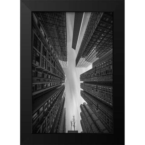 Forest City Black Modern Wood Framed Art Print by Tianqi