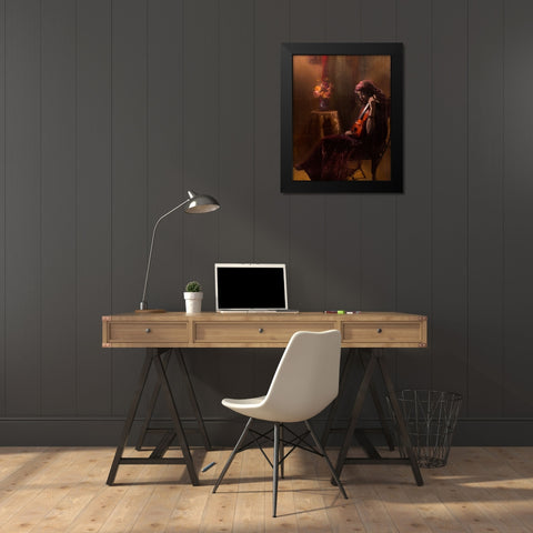 Musician Black Modern Wood Framed Art Print by Marjanmashhadi