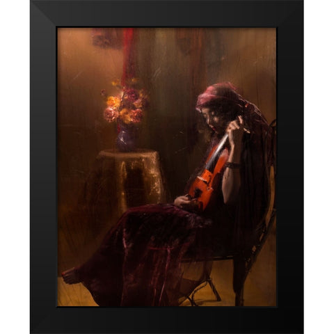 Musician Black Modern Wood Framed Art Print by Marjanmashhadi