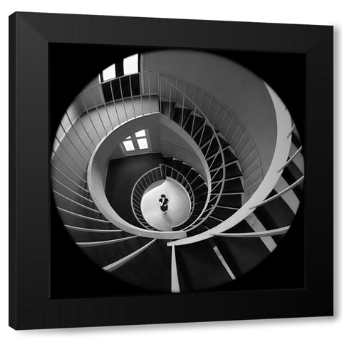 Ask Alice Black Modern Wood Framed Art Print with Double Matting by Strelok