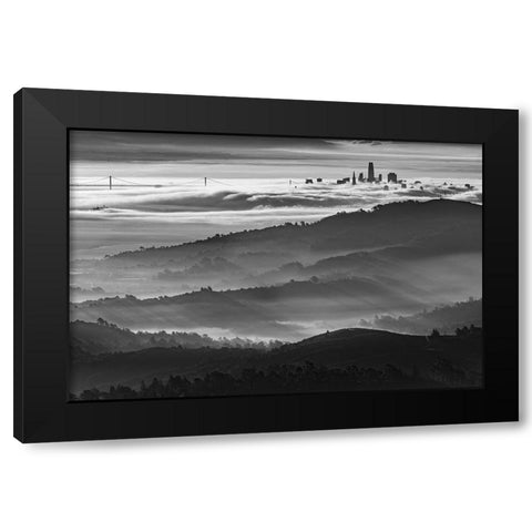 Dream City Black Modern Wood Framed Art Print with Double Matting by Mao, Yun