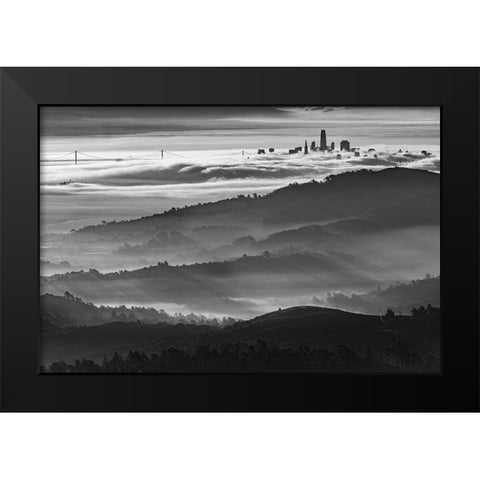 Dream City Black Modern Wood Framed Art Print by Mao, Yun
