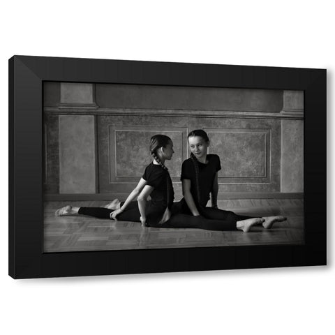 Twins Black Modern Wood Framed Art Print with Double Matting by Kapsha, Eduards
