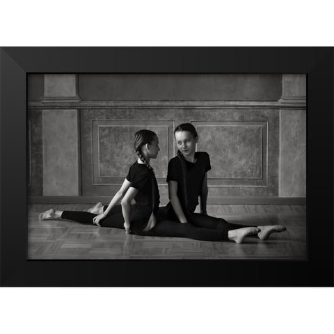 Twins Black Modern Wood Framed Art Print by Kapsha, Eduards