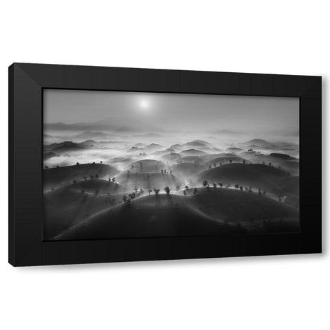New Day In Long Coc Tea Hill Black Modern Wood Framed Art Print with Double Matting by Tan Tuan, Nguyen