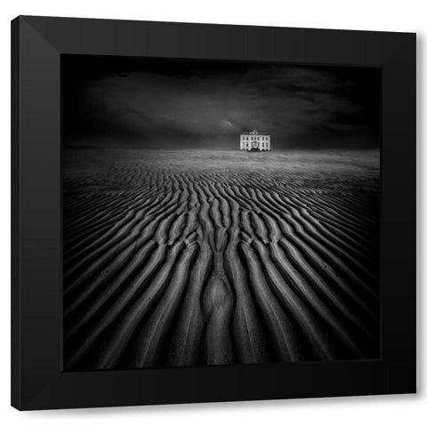 Beach Castle Black Modern Wood Framed Art Print with Double Matting by De Groen, Maurits