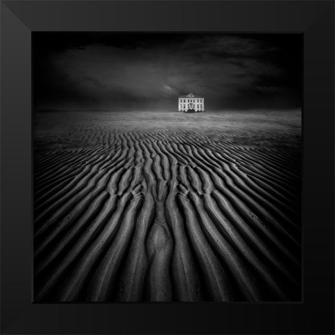 Beach Castle Black Modern Wood Framed Art Print by De Groen, Maurits