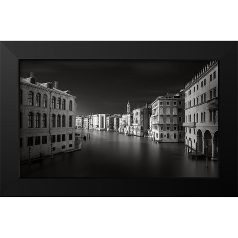 Grand Canal Black Modern Wood Framed Art Print by Pessotto, Tommaso