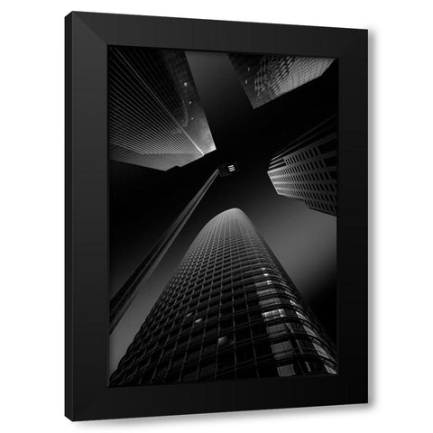 San Francisco Landmarks Black Modern Wood Framed Art Print with Double Matting by Shu, Rong