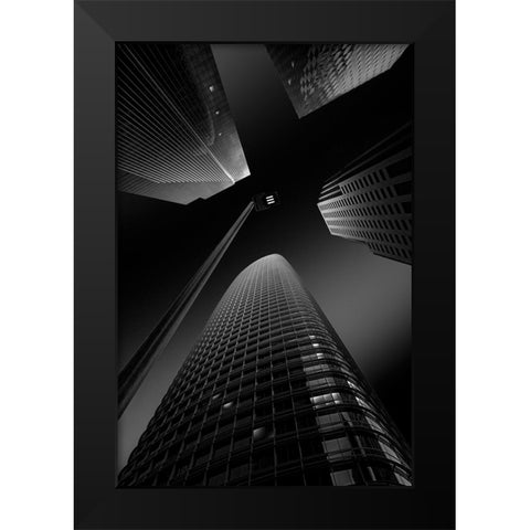 San Francisco Landmarks Black Modern Wood Framed Art Print by Shu, Rong