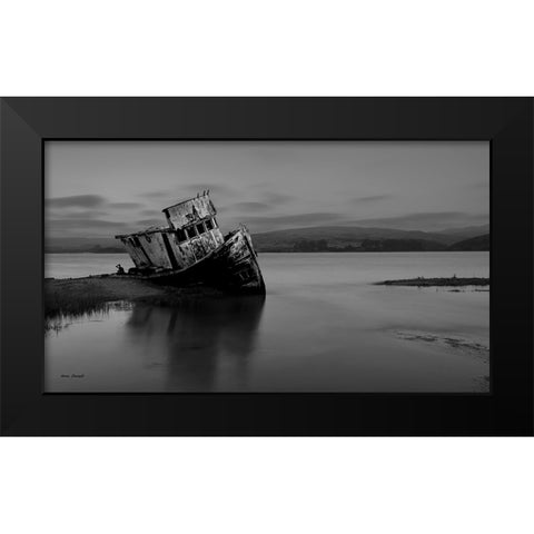 An Old Ship Black Modern Wood Framed Art Print by Zhang, Annie