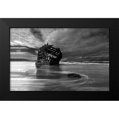 The Flowing Years Black Modern Wood Framed Art Print by Shi, Mei