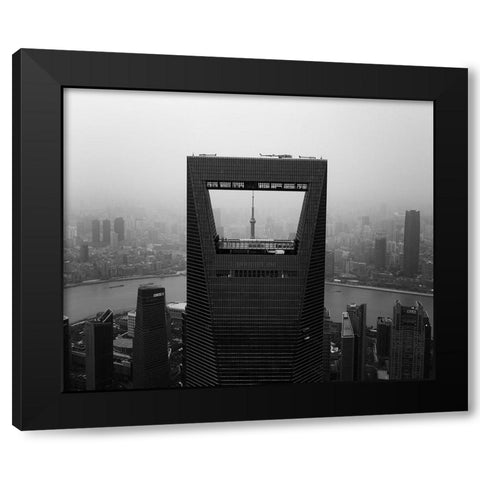 Corkscrew Building Black Modern Wood Framed Art Print with Double Matting by Chiriaco, Carmine