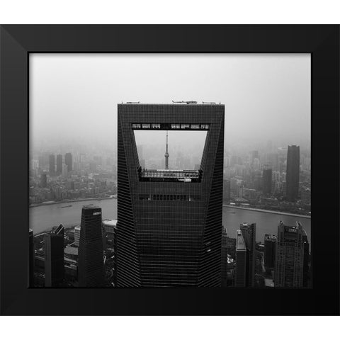 Corkscrew Building Black Modern Wood Framed Art Print by Chiriaco, Carmine