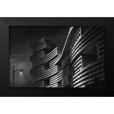 Lego - The Royal Atlantics Residences On The Palm Jumeriah In Dubai Black Modern Wood Framed Art Print by Mathew, Jobin