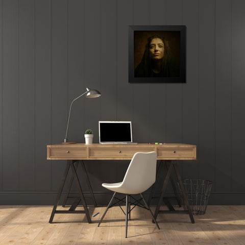 Persian Girl Black Modern Wood Framed Art Print by Hasheminasab, Moein