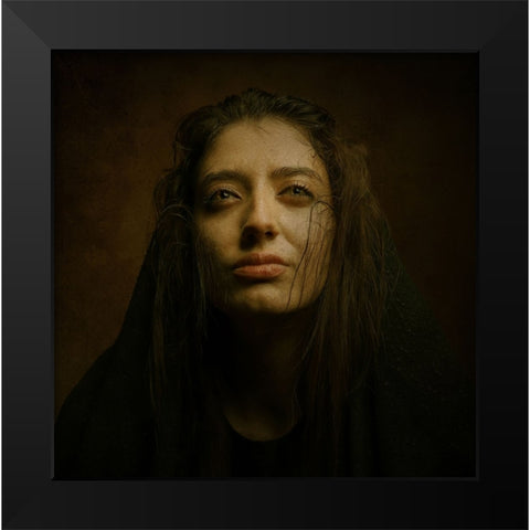 Persian Girl Black Modern Wood Framed Art Print by Hasheminasab, Moein