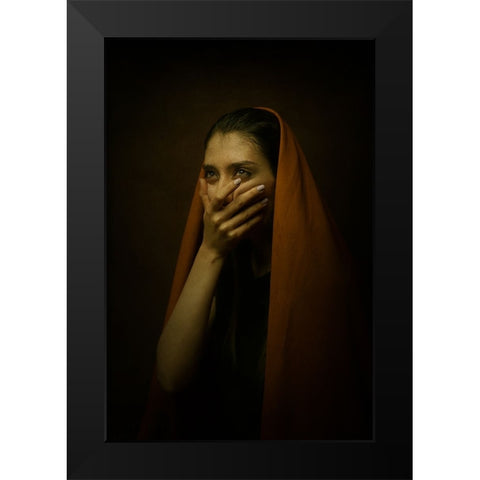 Persian Girl Black Modern Wood Framed Art Print by Hasheminasab, Moein