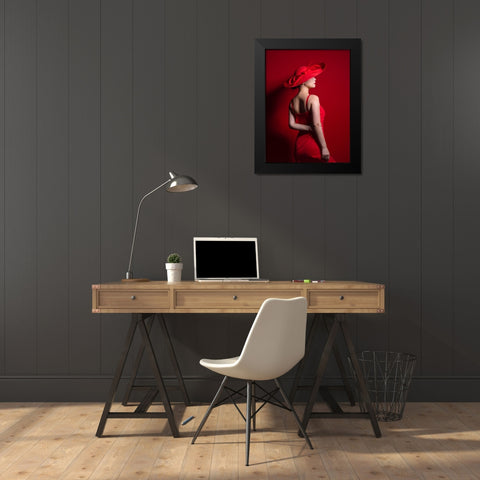Red Black Modern Wood Framed Art Print by Wang, Jeff