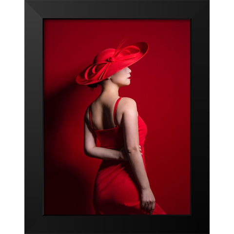 Red Black Modern Wood Framed Art Print by Wang, Jeff