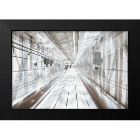 Metro Station Black Modern Wood Framed Art Print by Alsharif, Yahia