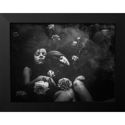 Children Of The Earth Black Modern Wood Framed Art Print by Margau, Delphine